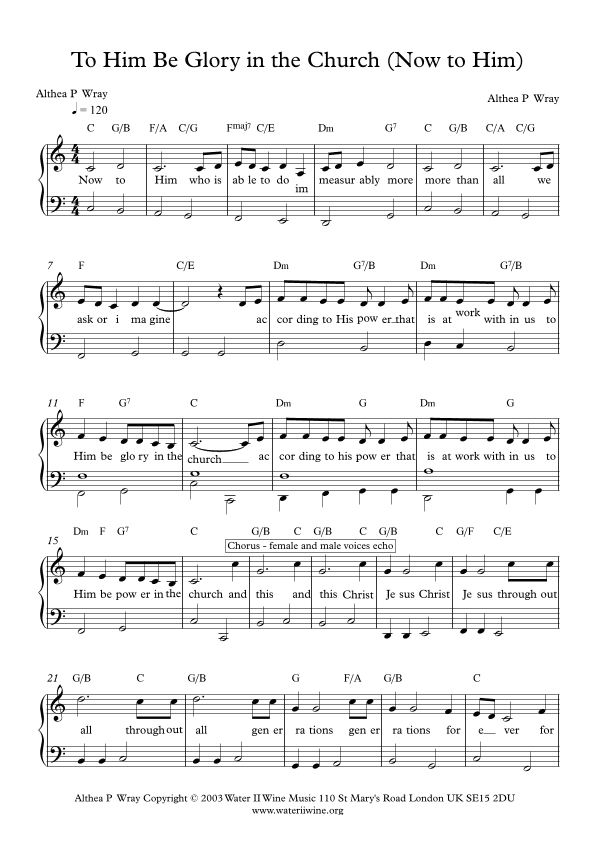 To Him be glory in the Church (Now to Him)