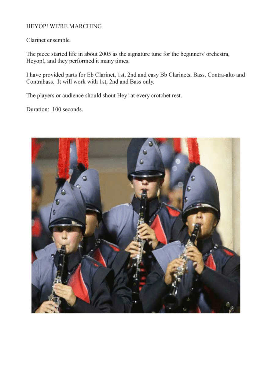 HEYOP!  WE'RE MARCHING! Clarinet choir.