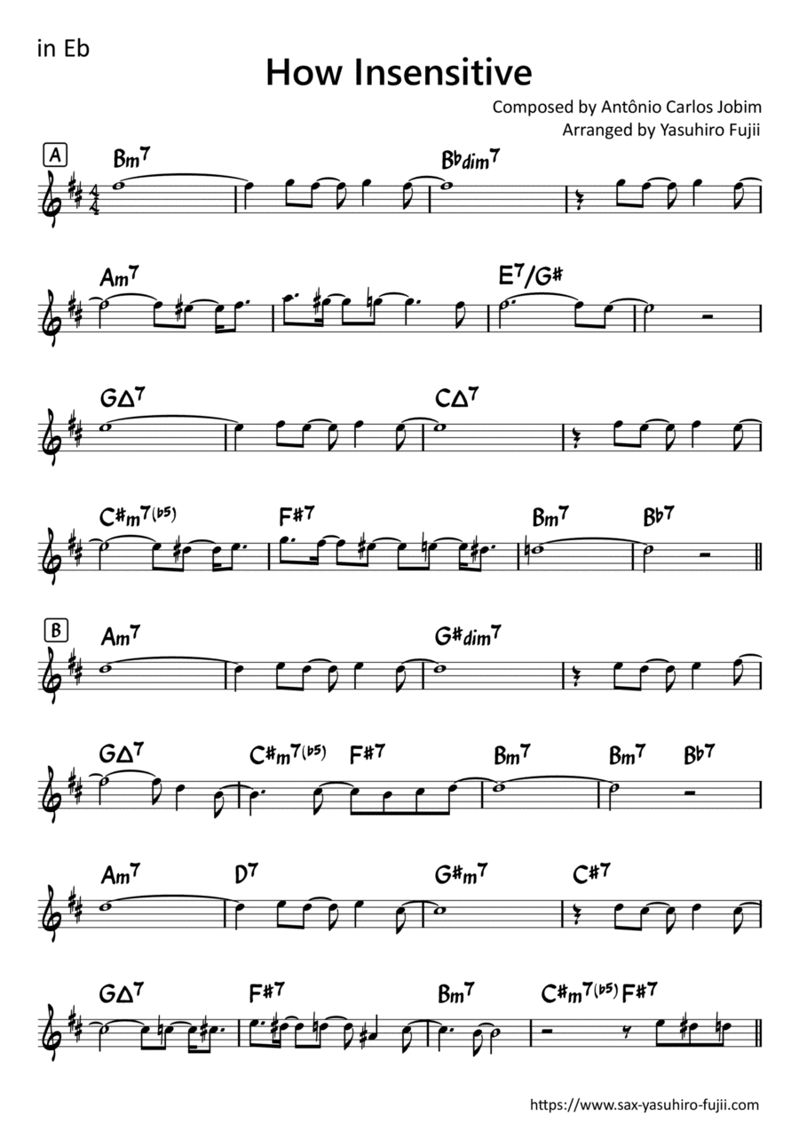 How Insensitive (insensatez) (arr. Yasuhiro Fujii)
