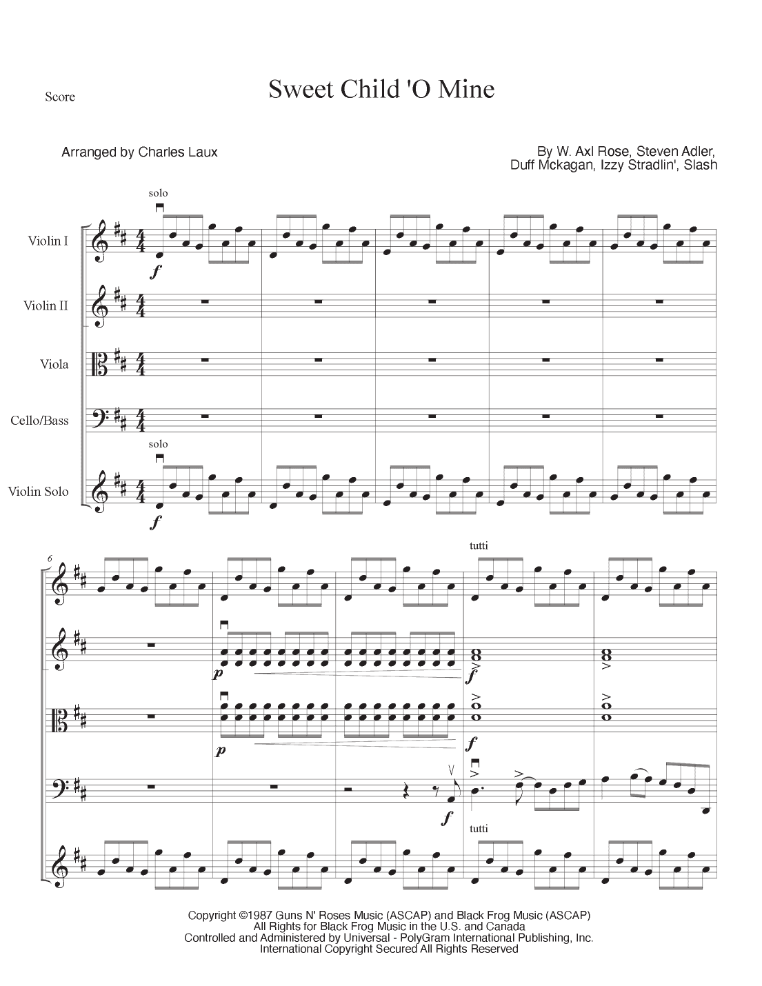 Sweet Child O' Mine (arr. Charles Laux)
