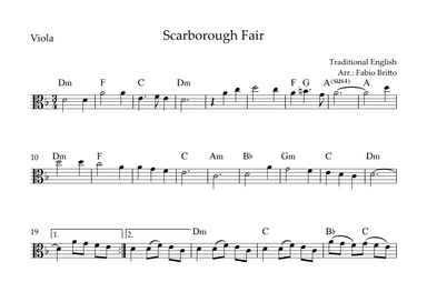 Scarborough Fair for Viola Solo with Chords (arr. Fabio Britto)