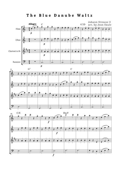 The Blue Danube Waltz - Woodwind Quartet (arr. Jean Szulc)