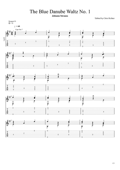 On the Beautiful Blue Danube Waltz (An der schönen, blauen Donau, Op. 314) (Solo Fingerstyle Guit (arr. Chris Richter)