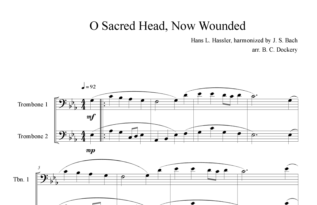 O Sacred Head, Now Wounded (Trombone Duet) (arr. B. C. Dockery)