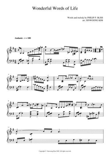 Wonderful Words of Life (Piano Solo in G Major) (arr. Sinwoong Kim)