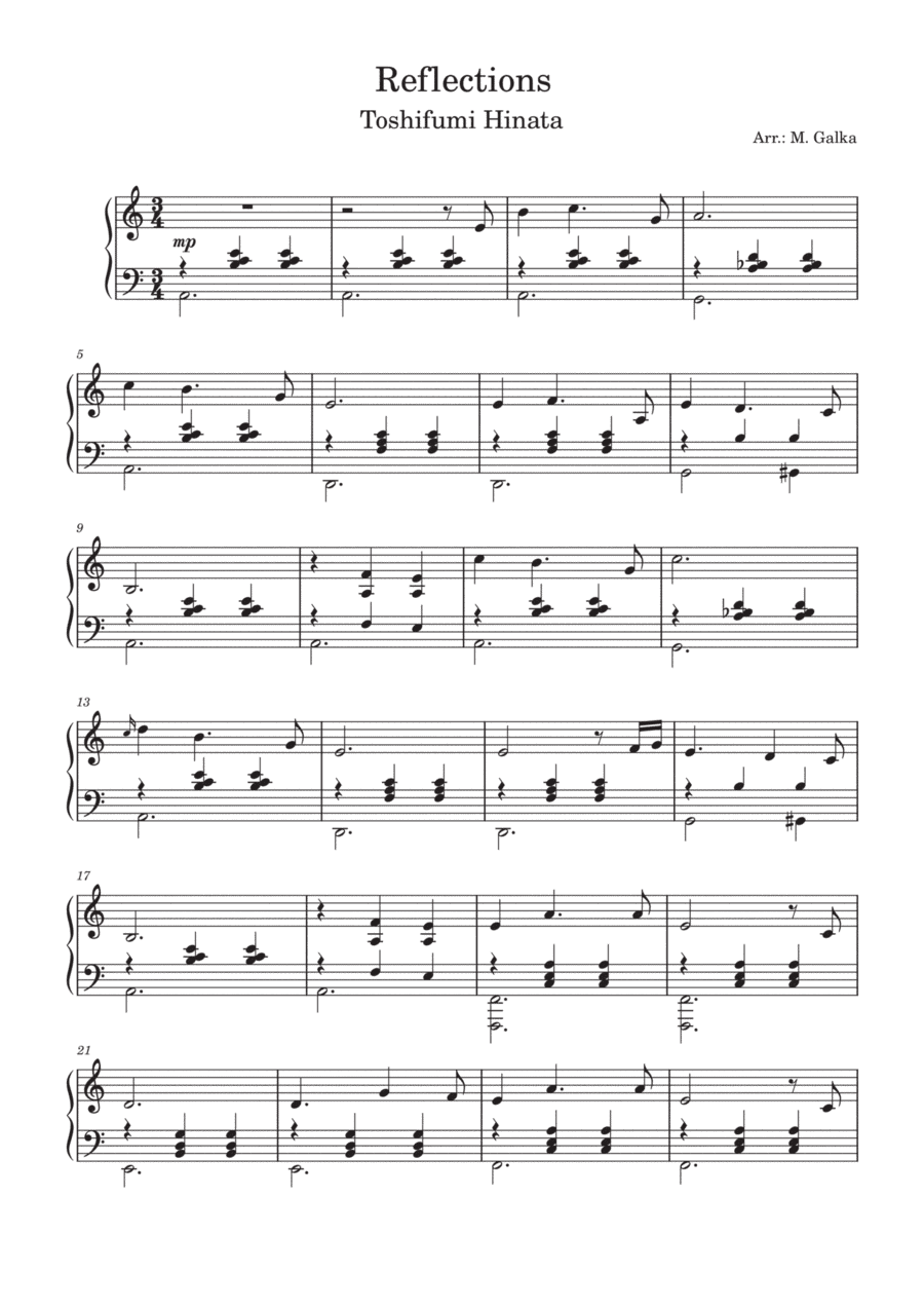 Reflections Toshifumi Hinata (arr. Magdalena Galka)