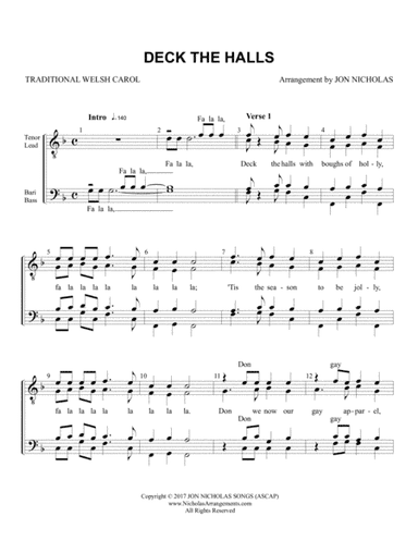 Deck The Halls (arr. Jon Nicholas)