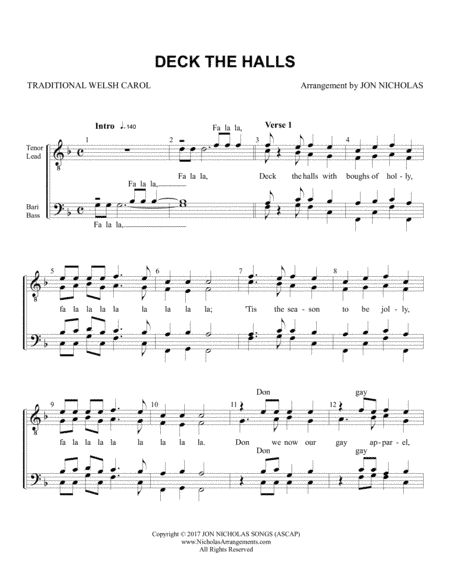 Deck The Halls (arr. Jon Nicholas)