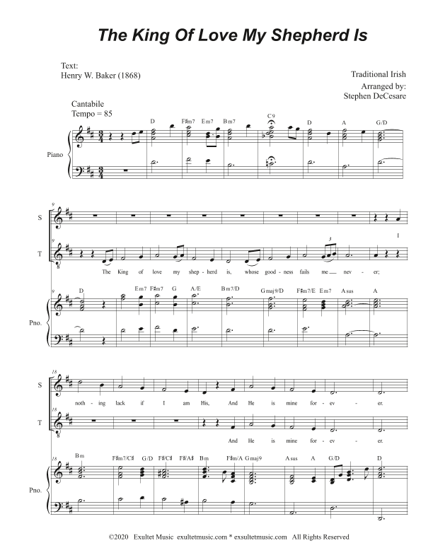 The King Of Love My Shepherd Is (Duet for Soprano and Tenor solo) (arr. Stephen DeCesare)