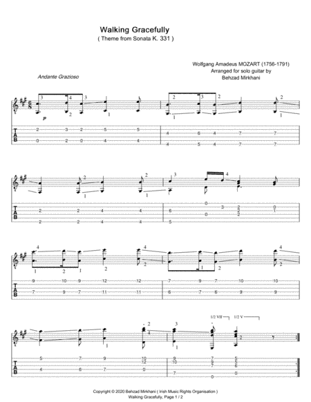 Walking Gracefully (Mozart for Solo Guitar) (arr. Behzad Mirkhani)