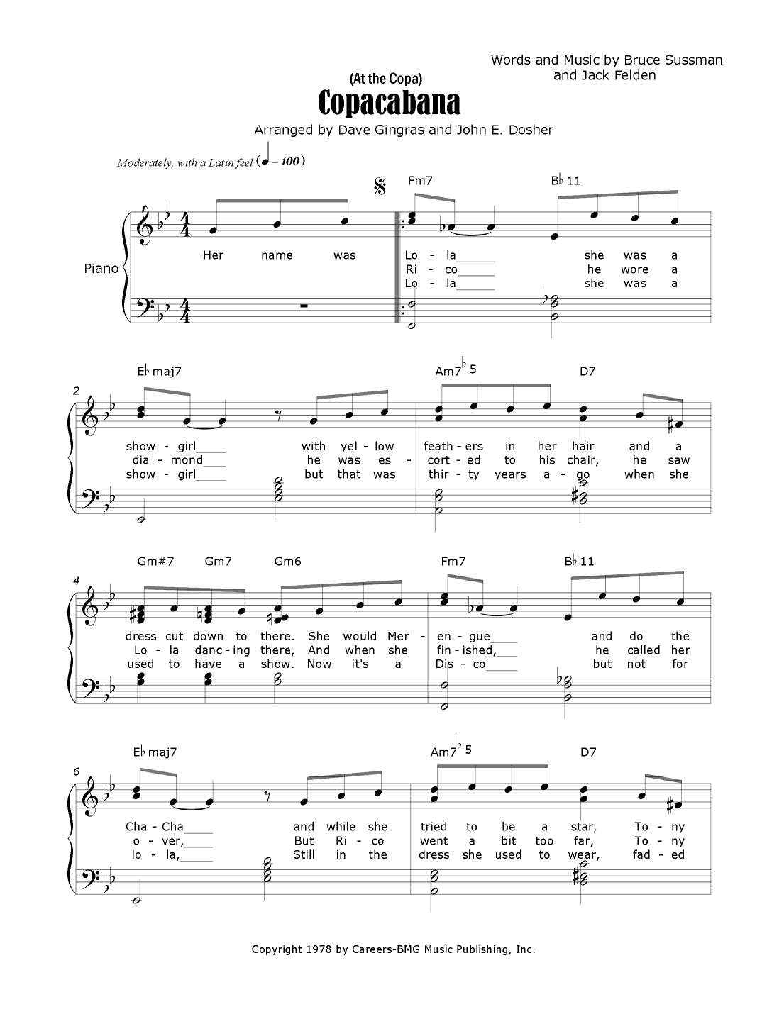 Copacabana (at The Copa) (arr. Dave Gingras and John E. Dosher)