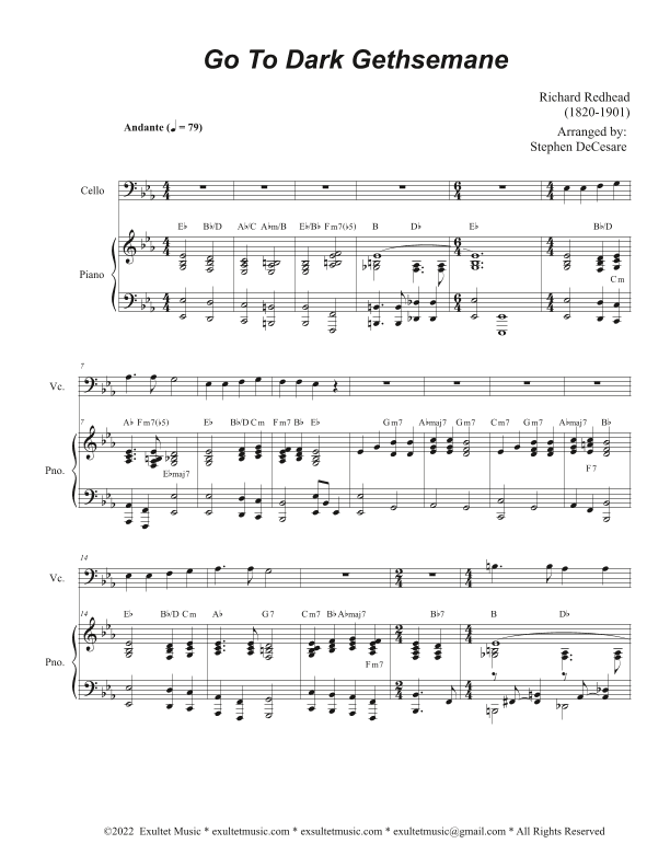Go To Dark Gethsemane (Cello solo and Piano) (arr. Stephen DeCesare)
