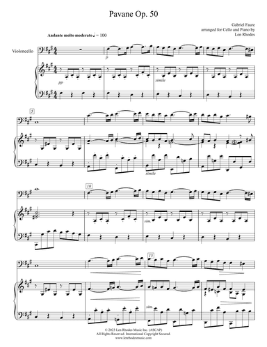 Fauré, Pavane op.50  - for Cello and Piano (arr. Len Rhodes)