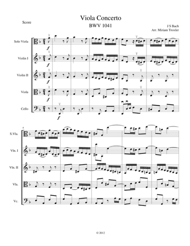 Viola Concerto in D Minor, Score (arr. Miriam Troxler)