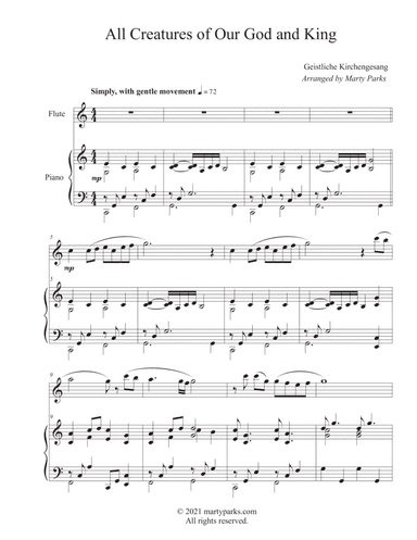 All Creatures of Our God and King (Flute-Piano) (arr. Marty Parks)