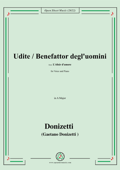 Donizetti-Udite/Benefattor degl'uomini,from L'elisir d'amore (arr. OSM Press)