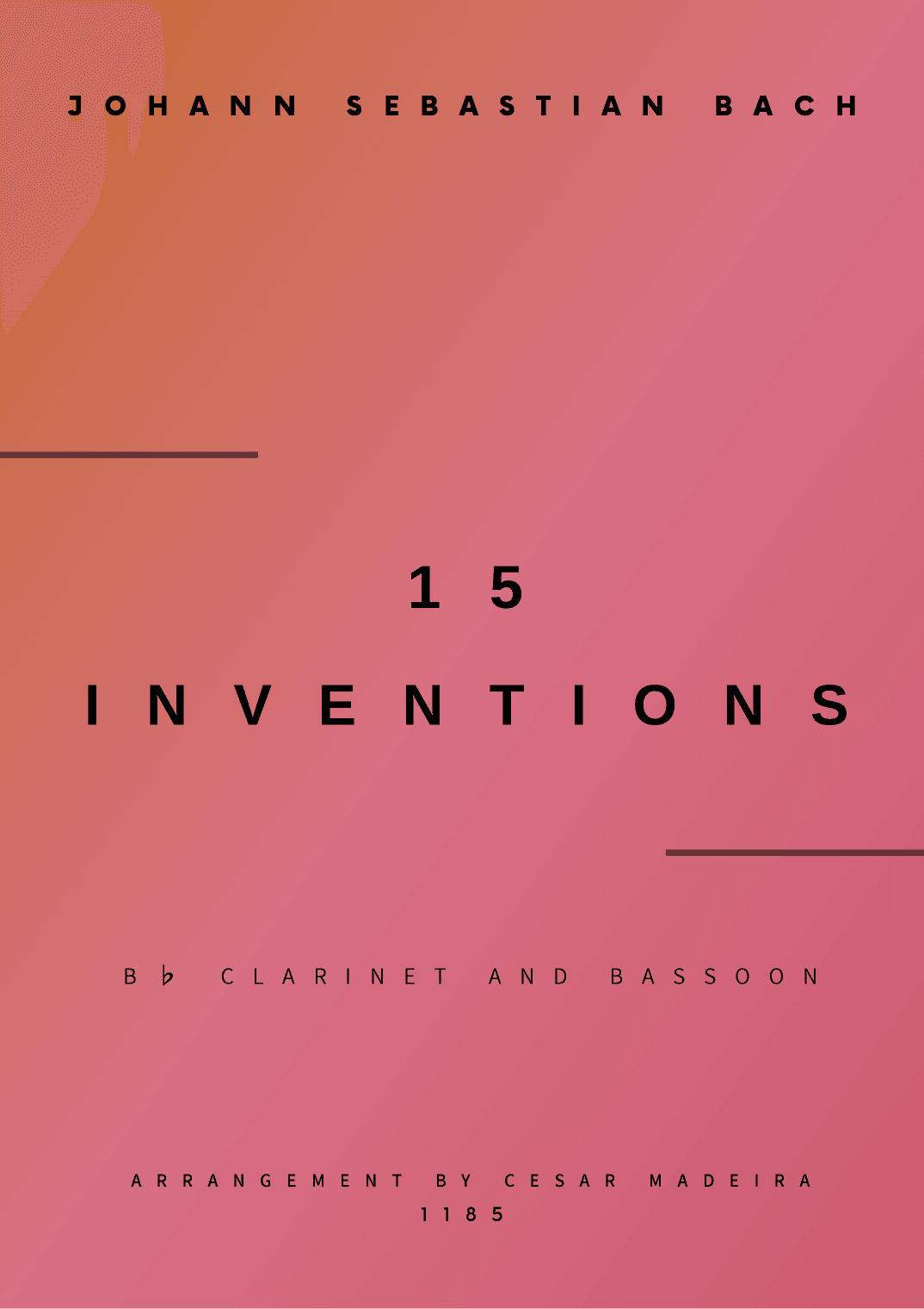 15 Inventions - Bb Clarinet and Bassoon (Full Score and Parts) (arr. César Madeira)