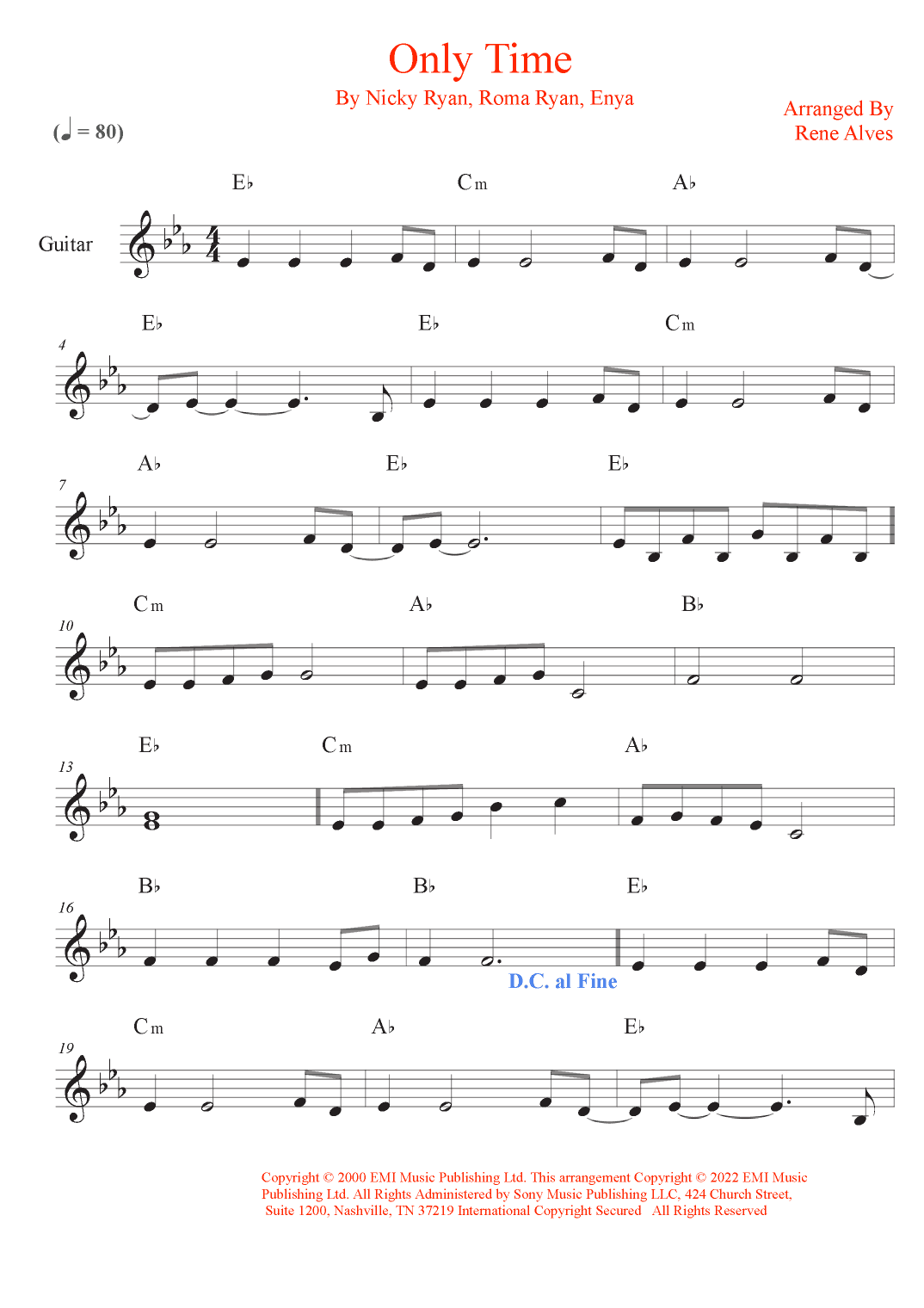 Only Time (arr. Rene Alves)