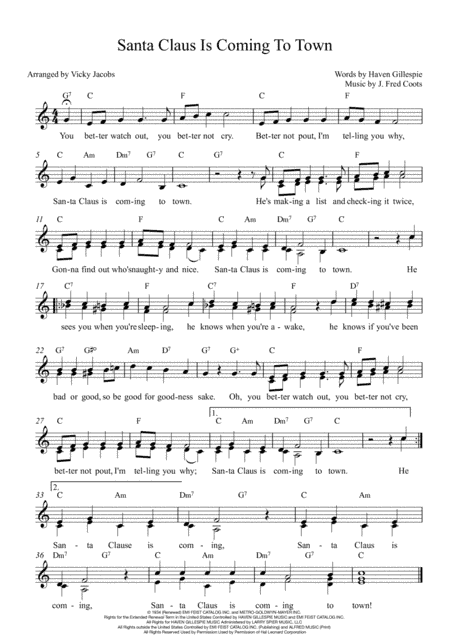 Santa Claus Is Comin' To Town (arr. Vicky Jacobs)