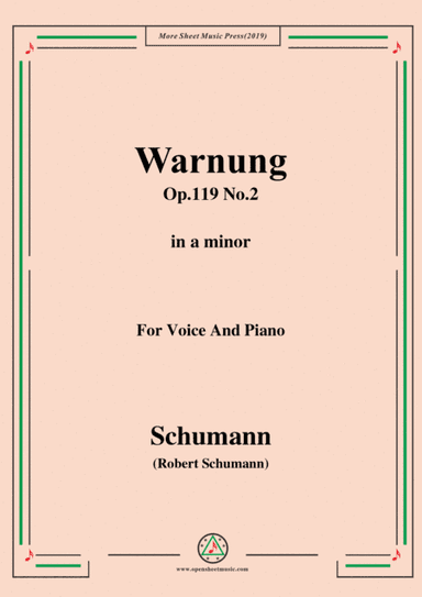 Schumann-Warnung,Op.119 No.2,in a minor,for Voice&Piano (arr. MSM)