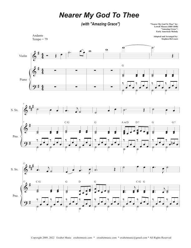 Nearer My God To Thee (with "Amazing Grace") (Soprano Saxophone and Piano) (arr. Stephen DeCesare)