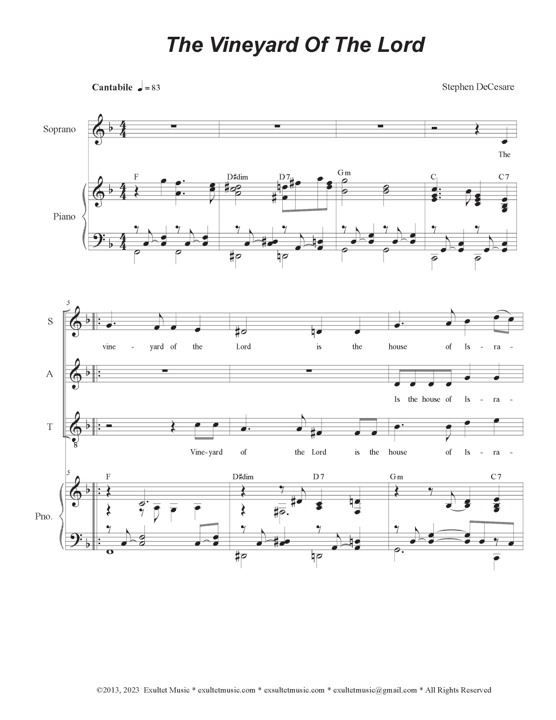 The Vineyard Of The Lord (SATB)