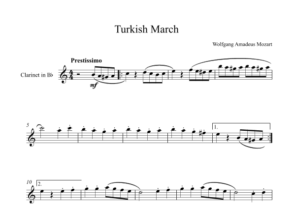 Turkish March - Wolfgang Amadeus Mozart (Clarinet) (arr. Digital Book Music)