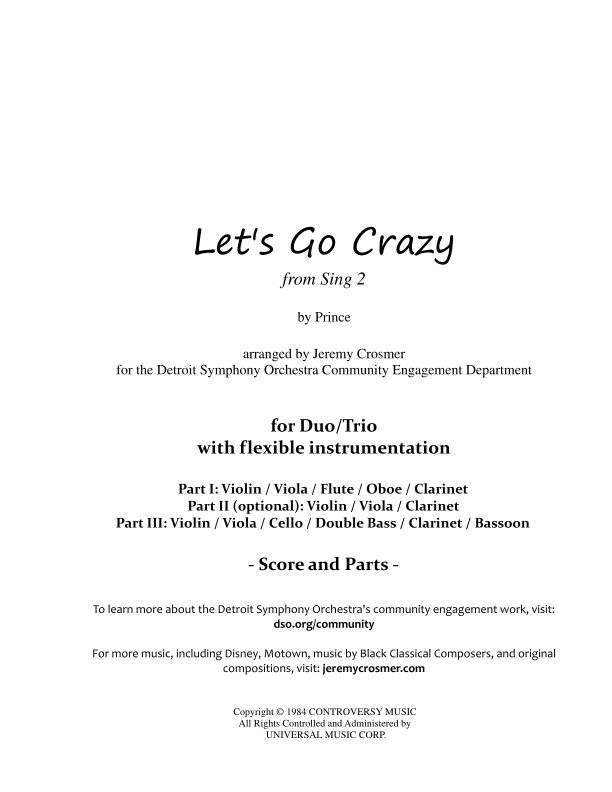 Let's Go Crazy (arr. Jeremy Crosmer)