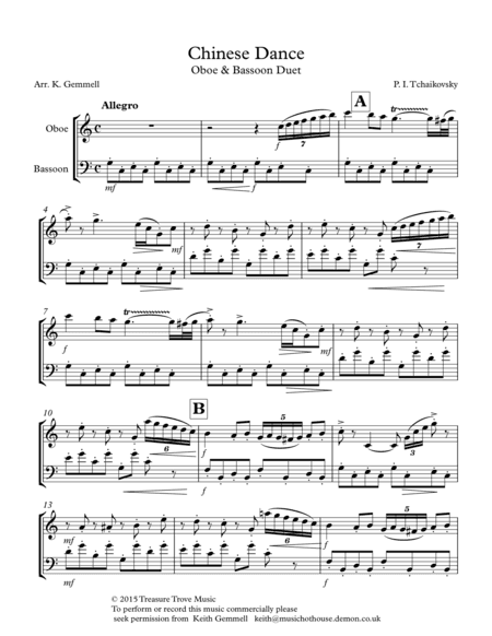Chinese Dance (Nutcracker Suite): Oboe & bassoon Duet (arr. Keith Gemmell)