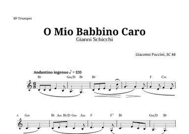 O Mio Babbino Caro by Puccini for Trumpet and Chords (arr. Langanho)