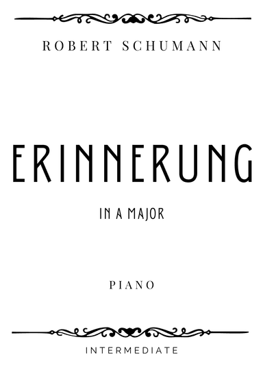 Schumann - Erinnerung in A Major - Intermediate (arr. Piacere Music Sheets)