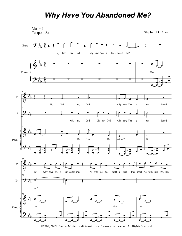Why Have You Abandoned Me? (for 2-part choir - (TB)