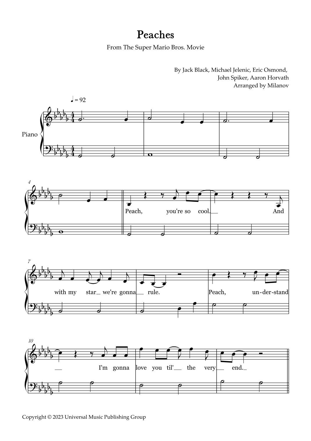 Peaches (arr. Milanov)