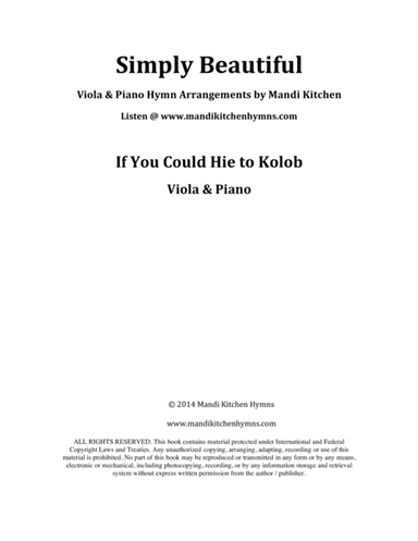 If You Could Hie to Kolob Viola & Piano Duet (arr. Mandi Kitchen)