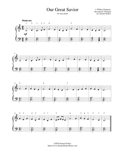 Our Great Savior (Jesus, What a Friend for Sinners) - for easy piano (arr. Samuel Stokes)