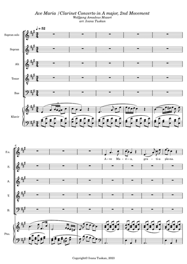 Ave Maria / Clarineto Concerto in A Major, 2nd Movement theme (arr. Ivana Tuskan)