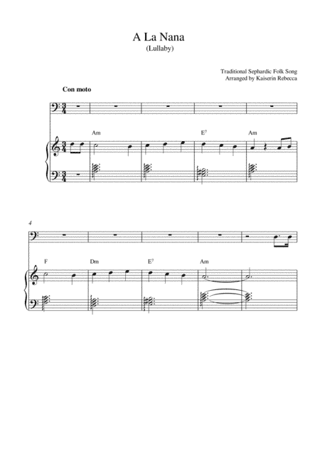 A La Nana (Lullaby) (arr. Kaiserin Rebecca)