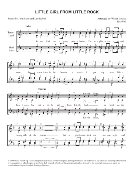 A Little Girl From Little Rock (arr. Walter Latzko)