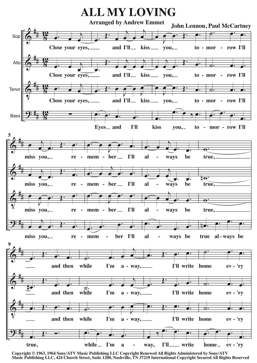 All My Loving (arr. Andrew Emmet)