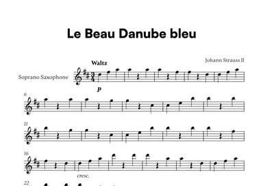 Johann Strauss II - Le Beau Danube bleu for Soprano Saxophone Solo (arr. Cadenza Editions)