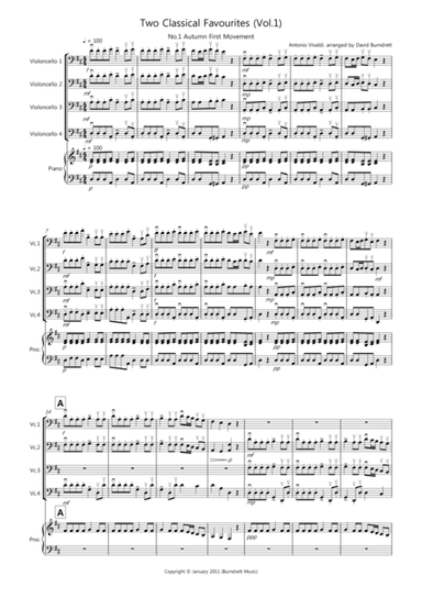2 Classical Favourites for Cello Quartet (volume one) (arr. David Burndrett)