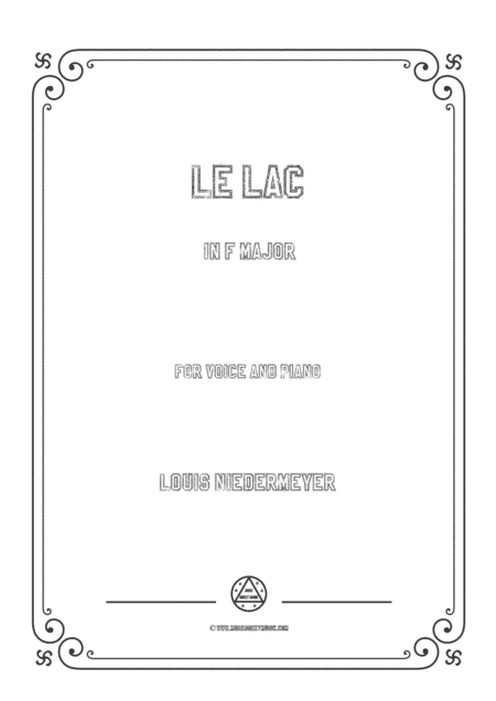 Niedermeyer-Le lac in F Major,for Voice and Piano (arr. MSM)