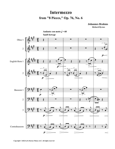 Intermezzo, Op. 76, No. 6 (Double Reed Octet) (arr. Richard Byrnes)