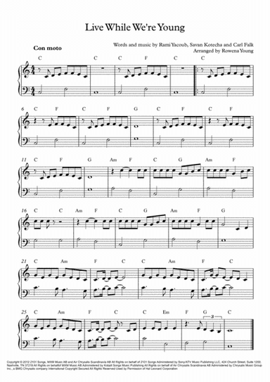 Live While We're Young (arr. Rowena Young)