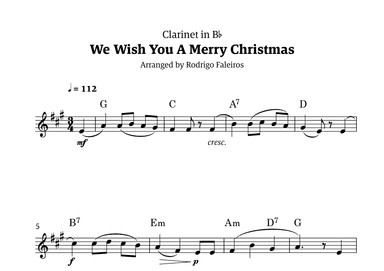 We Wish You a Merry Christmas (for solo clarinet in Bb) (arr. Rodrigo Faleiros)