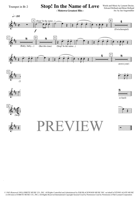 Stop! In The Name Of Love (arr. Jan Angermüller)