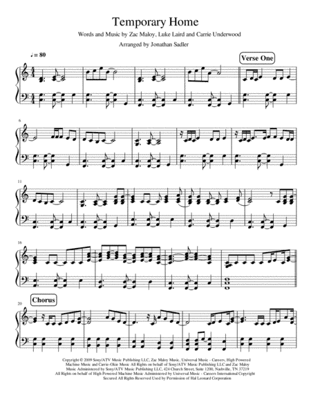 Temporary Home (arr. Jonathan Sadler)