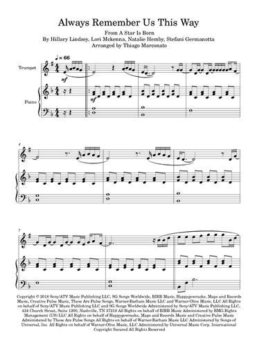 Always Remember Us This Way (arr. Thiago Marconato)