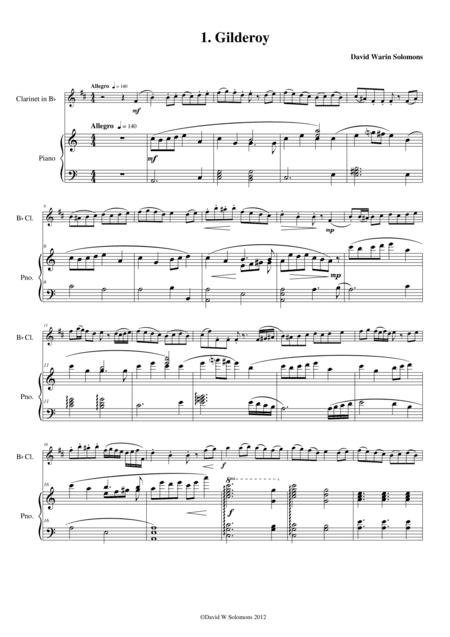 Folk Song Snapshots for Clarinet and Piano (arr. David Warin Solomons)