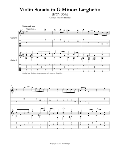Violin Sonata in G Minor: Larghetto (HWV 364a) (arr. Mark Phillips)